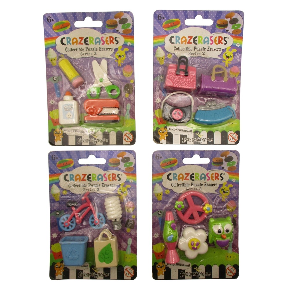 Crazerasers Fashion Angels Series 2 Collectible Puzzle Erasers 4 Pack Set New